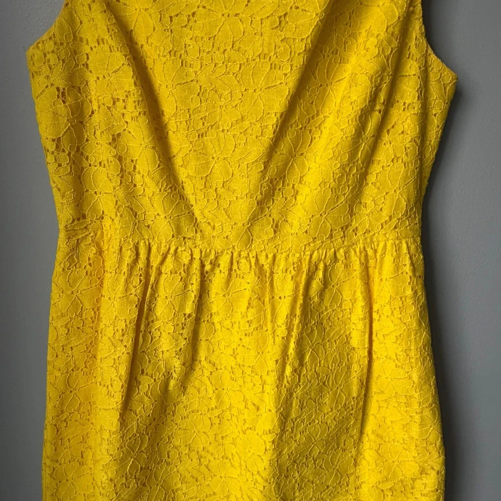 J. Crew Lucille Dress Yellow Floral‎ Lace Overlay Sleeveless Cotton Classic SZ 4